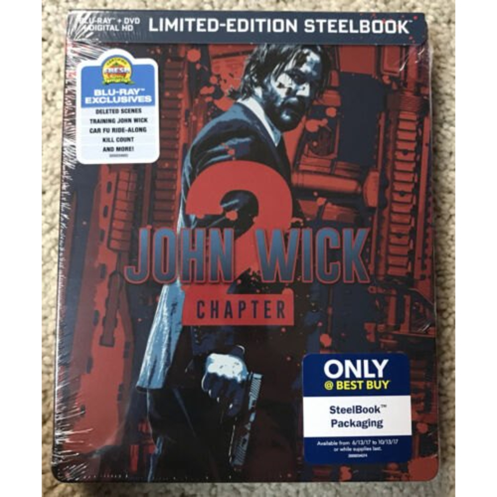 John Wick Chapter 2 Blu-Ray DVD Limited Edition Best But Exclusive Steelbook New